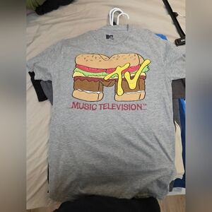 MTV Heather Gray Tee with Tan Graphic